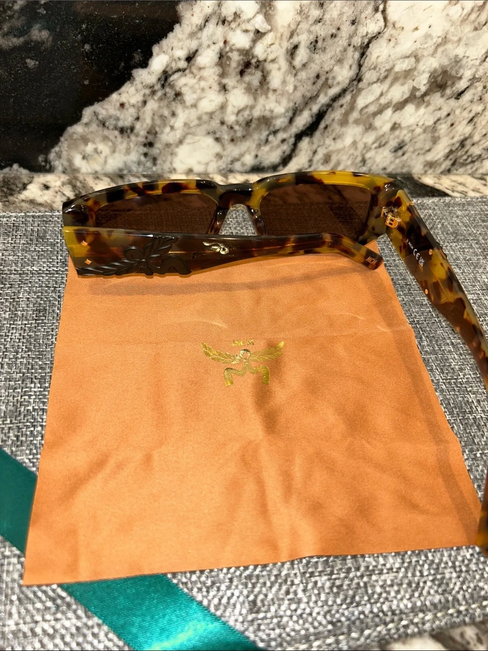 MCM Tortoiseshell Rectangular Sunglasses with Brown Lenses